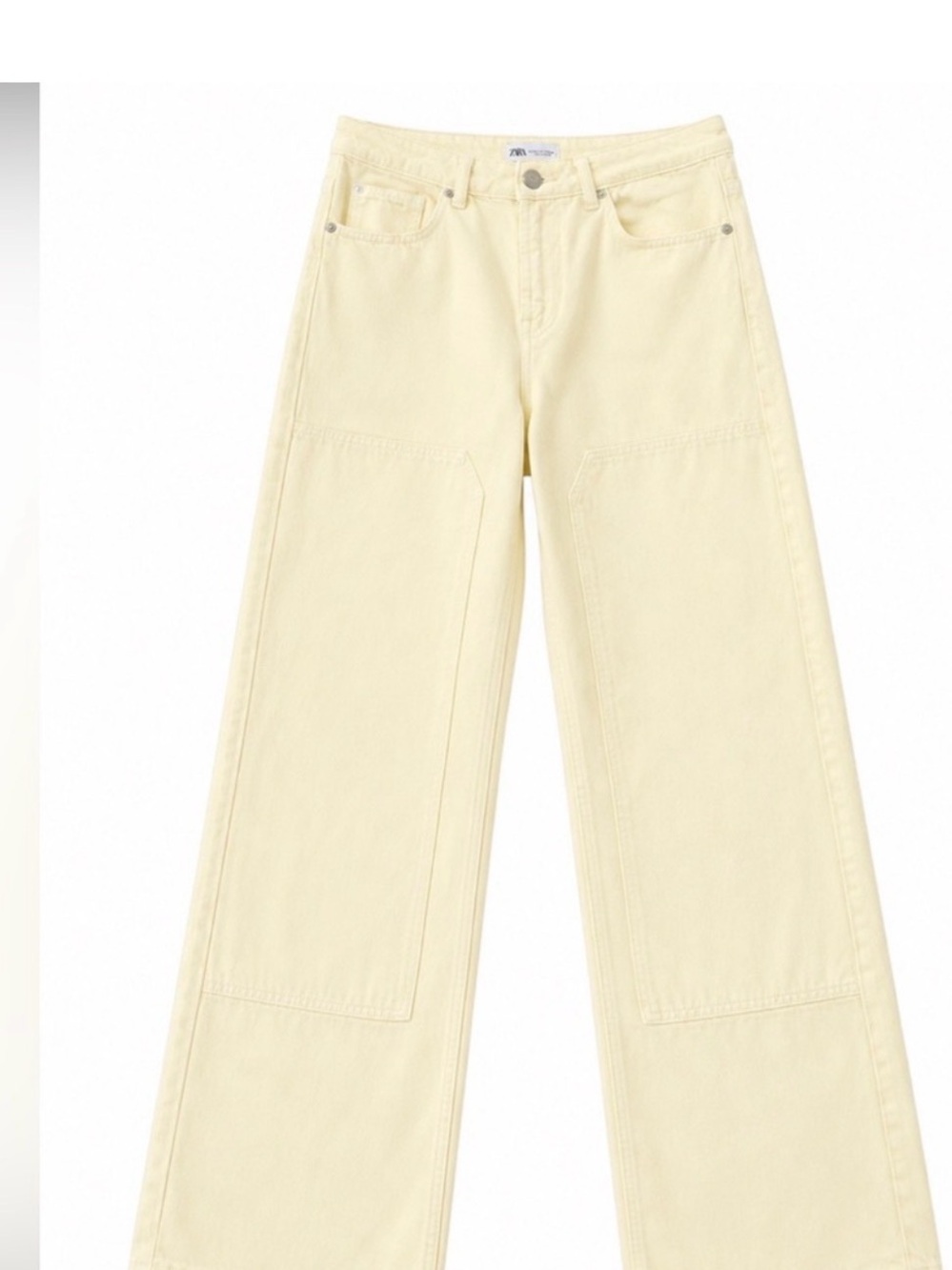 Zara BNWT Wide Leg Women’s Jeans in Pale Yellow carpenter size 8